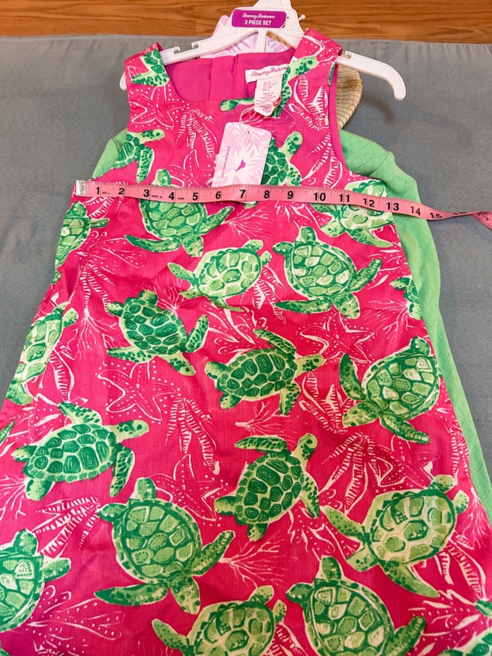 NWT Tommy Bahama kids sea turtle dress, hot pink & green-sz 6, purse&cardigan - Picture 9 of 10